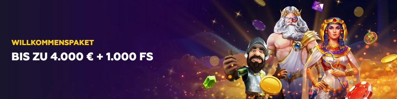 Willkommensbonus bei Playfina Casino bis zu 4.000 € und 1.000 Freispiele