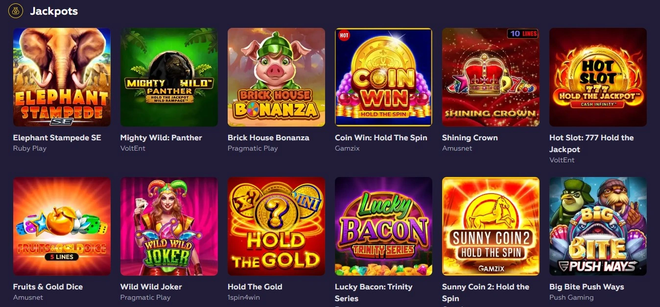 Jackpot-Spiele und Spielautomaten bei Playfina
